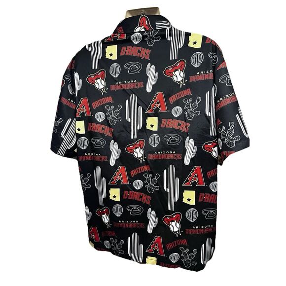 Arizona Diamondbacks MLB Baseball Mens Black Graphic Hawaiian Button Up Shirt XL - Picture 2 of 7
